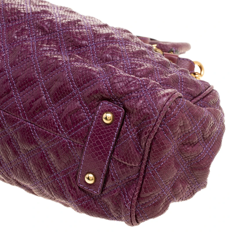 Marc Jacobs Purple Quilted Snake Embossed Leather Snake Skin Trim Stam Shoulder Bag For Women 11 Marc Jacobs Purple Quilted Snake Embossed Leather Snake Skin Trim Stam Shoulder Bag For Women - Image 11