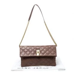 Marc Jacobs Brown Quilted Leather Eugenie Clutch For Women -Cheap Marc Jacobs Store luxury women marc jacobs used handbags p141671 0009
