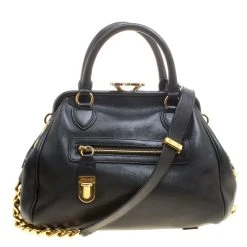 Marc Jacobs Black Leather Stam Satchel For Women