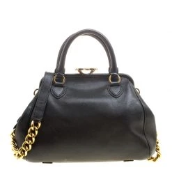 Marc Jacobs Black Leather Stam Satchel For Women -Cheap Marc Jacobs Store luxury women marc jacobs used handbags p146702 0004