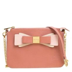 Marc Jacobs Bubble Gum Pink Leather Bow Chain Crossbody Bag For Women