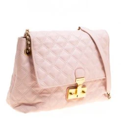Marc Jacobs Pink Quilted Leather Baroque Shoulder Bag For Women -Cheap Marc Jacobs Store luxury women marc jacobs used handbags p150446 0003