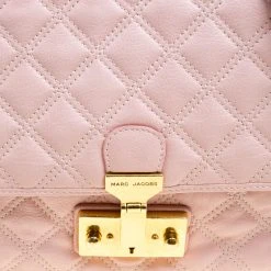 Marc Jacobs Pink Quilted Leather Baroque Shoulder Bag For Women -Cheap Marc Jacobs Store luxury women marc jacobs used handbags p150446 0005