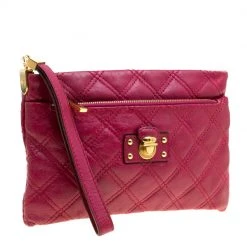 Marc Jacobs Red Quilted Leather Wristlet Clutch For Women -Cheap Marc Jacobs Store luxury women marc jacobs used handbags p153324 0003