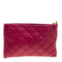 Marc Jacobs Red Quilted Leather Wristlet Clutch For Women -Cheap Marc Jacobs Store luxury women marc jacobs used handbags p153324 0004