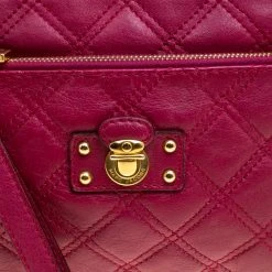 Marc Jacobs Red Quilted Leather Wristlet Clutch For Women -Cheap Marc Jacobs Store luxury women marc jacobs used handbags p153324 0005