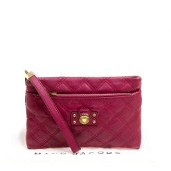 Marc Jacobs Red Quilted Leather Wristlet Clutch For Women -Cheap Marc Jacobs Store luxury women marc jacobs used handbags p153324 0009