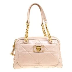 Marc Jacobs Blush Pink Quilted Glazed Leather Chain Satchel For Women