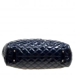 Marc Jacobs Dark Blue Quilted Patent Leather Stam Top Handle Shoulder Bag For Women -Cheap Marc Jacobs Store luxury women marc jacobs used handbags p162572 006 scaled