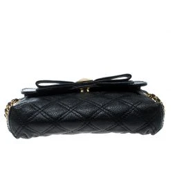 Marc Jacobs Black Quilted Coated Canvas Bow Shoulder Bag For Women -Cheap Marc Jacobs Store luxury women marc jacobs used handbags p165048 010