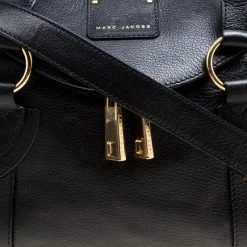 Marc Jacobs Black Leather Wellington Fulton Top Handle Bag For Women -Cheap Marc Jacobs Store luxury women marc jacobs used handbags p167631 008