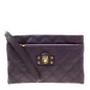 Marc Jacobs Purple Quilted Leather Wristlet Clutch For Women