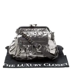 Marc Jacobs Metallic Grey Coated Canvas Parachute Little Stam Bag For Women -Cheap Marc Jacobs Store luxury women marc jacobs used handbags p175465 010