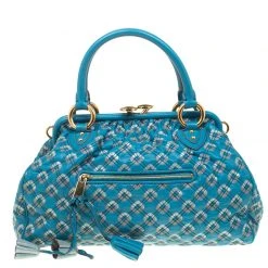 Marc Jacobs Blue Quilted Leather Robert Leslie Stam Top Handle Bag For Women