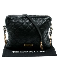 Marc Jacobs Black Quilted Leather IPad Chain Crossbody Bag For Women -Cheap Marc Jacobs Store luxury women marc jacobs used handbags p181305 010