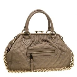 Marc Jacobs Light Brown Quilted Leather Stam Shoulder Bag For Women -Cheap Marc Jacobs Store luxury women marc jacobs used handbags p184248 006