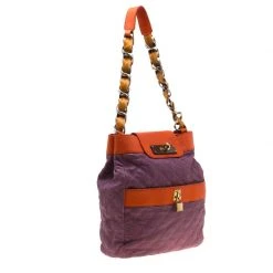 Marc Jacobs Purple/Orange Quilted Leather And Python Trim Chain Lock Hobo For Women -Cheap Marc Jacobs Store luxury women marc jacobs used handbags p186750 008