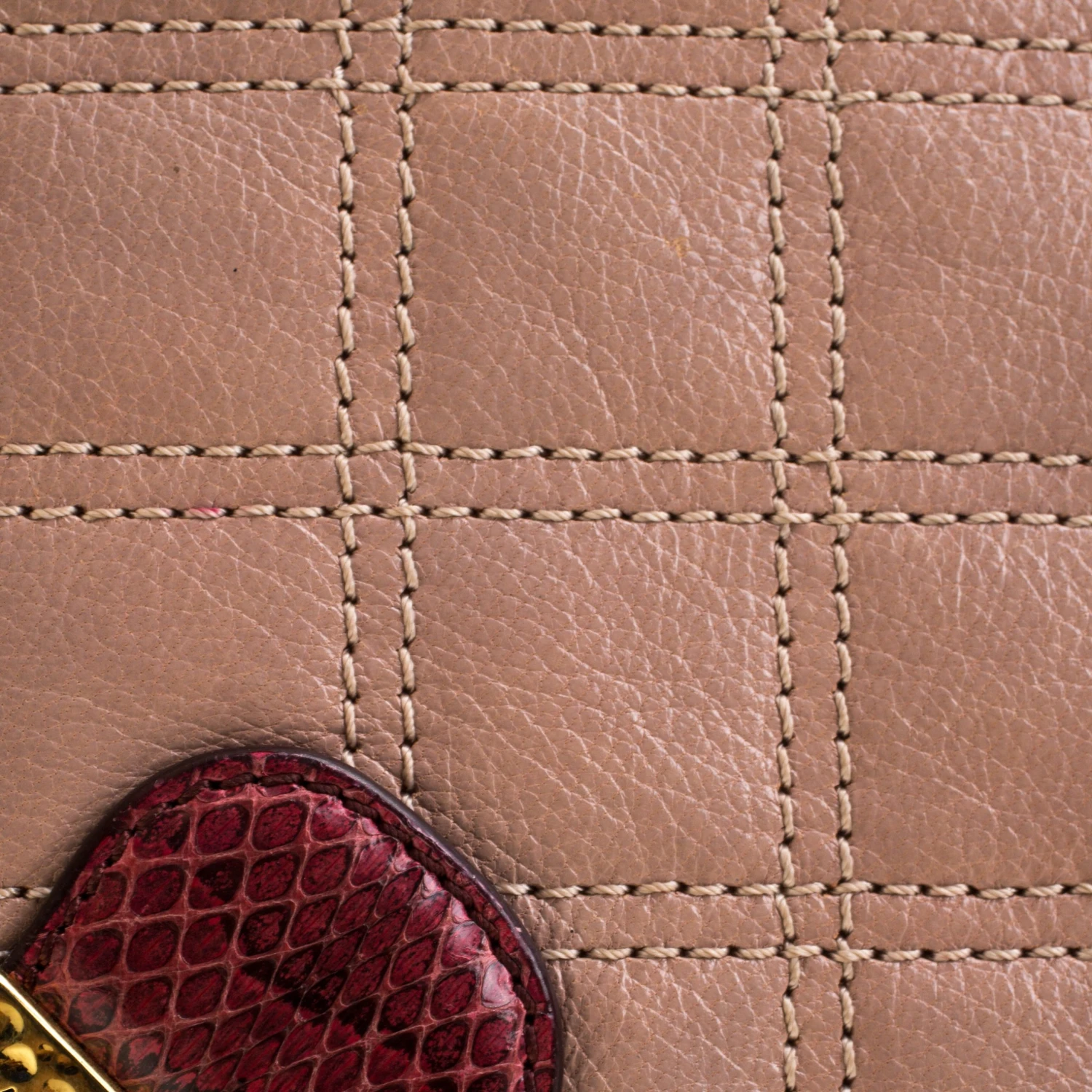 Marc Jacobs Marc Jacob Peach/Red Quilted Leather And Python Trim Flap Bag For Women 5 Marc Jacobs Marc Jacob Peach/Red Quilted Leather And Python Trim Flap Bag For Women - Image 5