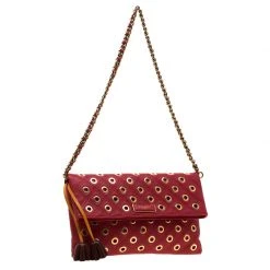 Marc Jacobs Red Quilted Eyelets Leather Gotham Shoulder Bag For Women -Cheap Marc Jacobs Store luxury women marc jacobs used handbags p197245 008