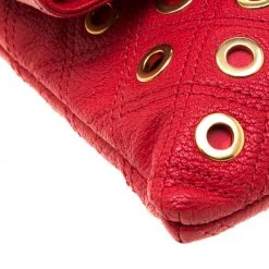 Marc Jacobs Red Quilted Eyelets Leather Gotham Shoulder Bag For Women -Cheap Marc Jacobs Store luxury women marc jacobs used handbags p197245 011