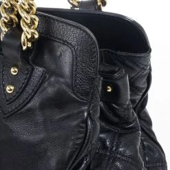 Marc Jacobs Black Leather Mix Quilted Classic East-West Tote Bag For Women -Cheap Marc Jacobs Store luxury women marc jacobs used handbags p19836 009