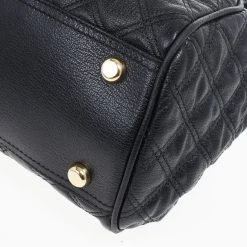 Marc Jacobs Black Leather Mix Quilted Classic East-West Tote Bag For Women -Cheap Marc Jacobs Store luxury women marc jacobs used handbags p19836 015