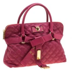 Marc Jacobs Dark Pink Quilted Leather Bruna Belted Tote For Women -Cheap Marc Jacobs Store luxury women marc jacobs used handbags p200989 008