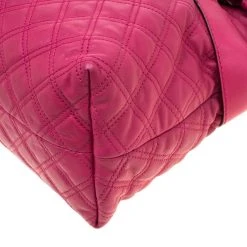 Marc Jacobs Dark Pink Quilted Leather Bruna Belted Tote For Women -Cheap Marc Jacobs Store luxury women marc jacobs used handbags p200989 011