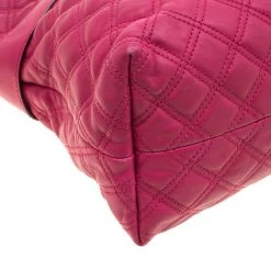 Marc Jacobs Dark Pink Quilted Leather Bruna Belted Tote For Women -Cheap Marc Jacobs Store luxury women marc jacobs used handbags p200989 012