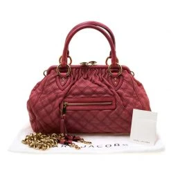 Marc Jacobs Pink Quilted Leather Stam Shoulder Bag For Women -Cheap Marc Jacobs Store luxury women marc jacobs used handbags p204845 005