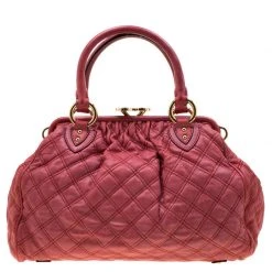 Marc Jacobs Pink Quilted Leather Stam Shoulder Bag For Women -Cheap Marc Jacobs Store luxury women marc jacobs used handbags p204845 006