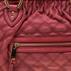 Marc Jacobs Pink Quilted Leather Stam Shoulder Bag For Women -Cheap Marc Jacobs Store luxury women marc jacobs used handbags p204845 008