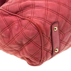 Marc Jacobs Pink Quilted Leather Stam Shoulder Bag For Women -Cheap Marc Jacobs Store luxury women marc jacobs used handbags p204845 011