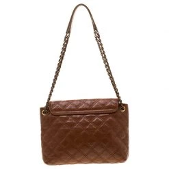 Marc Jacobs Brown Quilted Leather Large Baroque Single Shoulder Bag For Women -Cheap Marc Jacobs Store luxury women marc jacobs used handbags p206074 007