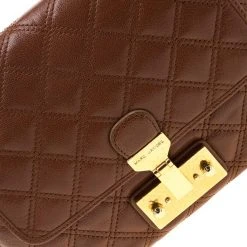 Marc Jacobs Brown Quilted Leather Large Baroque Single Shoulder Bag For Women -Cheap Marc Jacobs Store luxury women marc jacobs used handbags p206074 009