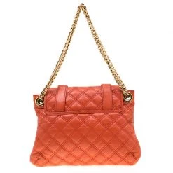 Marc Jacobs Orange Quilted Leather Mary Shoulder Bag For Women -Cheap Marc Jacobs Store luxury women marc jacobs used handbags p206090 005