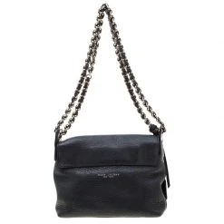Marc Jacobs Black Leather Flap Chain Shoulder Bag For Women -Cheap Marc Jacobs Store luxury women marc jacobs used handbags p206598 007