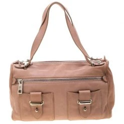 Marc Jacobs Peach Leather Double Buckle Pocket Boston Bag For Women