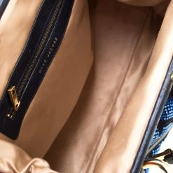 Marc Jacobs Blue Crystal Embellished Quilted Suede And Leather Stam Shoulder Bag For Women -Cheap Marc Jacobs Store luxury women marc jacobs used handbags p209030 005