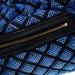 Marc Jacobs Blue Crystal Embellished Quilted Suede And Leather Stam Shoulder Bag For Women -Cheap Marc Jacobs Store luxury women marc jacobs used handbags p209030 009