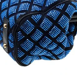 Marc Jacobs Blue Crystal Embellished Quilted Suede And Leather Stam Shoulder Bag For Women -Cheap Marc Jacobs Store luxury women marc jacobs used handbags p209030 011