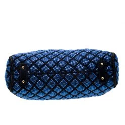 Marc Jacobs Blue Crystal Embellished Quilted Suede And Leather Stam Shoulder Bag For Women -Cheap Marc Jacobs Store luxury women marc jacobs used handbags p209030 013