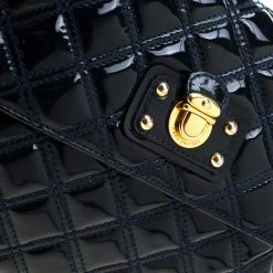 Marc Jacobs Marc Jacob Navy Blue Patent Leather Quilted Flap Bag For Women -Cheap Marc Jacobs Store luxury women marc jacobs used handbags p209137 007