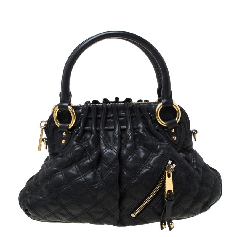 Marc Jacobs Black Quilted Leather Small Cecilia Satchel For Women 1 Marc Jacobs Black Quilted Leather Small Cecilia Satchel For Women