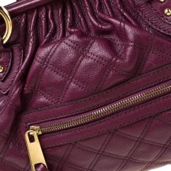 Marc Jacobs Purple Quilted Leather Stam Satchel For Women -Cheap Marc Jacobs Store luxury women marc jacobs used handbags p215839 1565246314 006