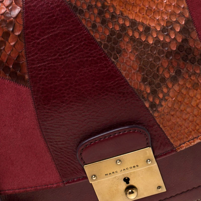 Marc Jacobs Burgundy Leather, Suede And Python Trim Polly Shoulder Bag For Women 5 Marc Jacobs Burgundy Leather, Suede And Python Trim Polly Shoulder Bag For Women - Image 5
