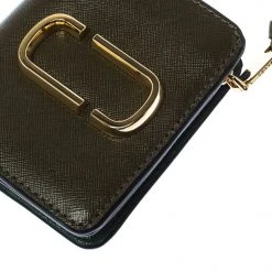 Marc Jacobs Olive Green Leather Snapshot Compact Wallet For Women -Cheap Marc Jacobs Store luxury women marc jacobs used handbags p224952 003