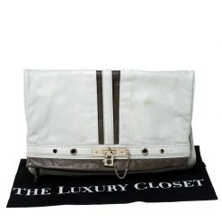 Marc By Marc Jacobs Light Grey/Brown Leather Magazine Fold Over Clutch For Women -Cheap Marc Jacobs Store luxury women marc jacobs used handbags p227259 006