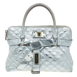 Marc Jacobs Silver Leather Casey Double Quilted Tote For Women