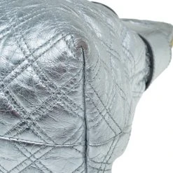 Marc Jacobs Silver Leather Casey Double Quilted Tote For Women -Cheap Marc Jacobs Store luxury women marc jacobs used handbags p22853 007